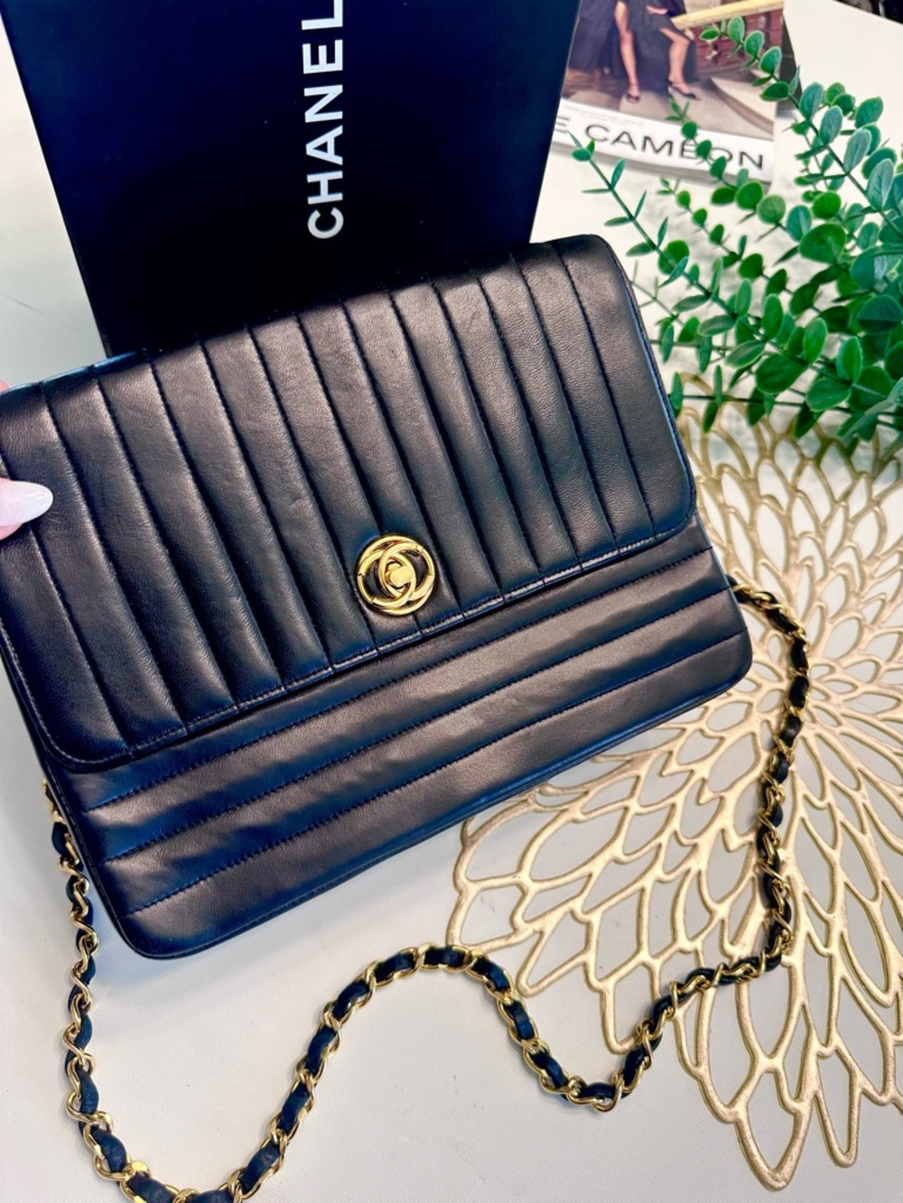 CHANEL Classic Flap Leather Mademoiselle Bag Black